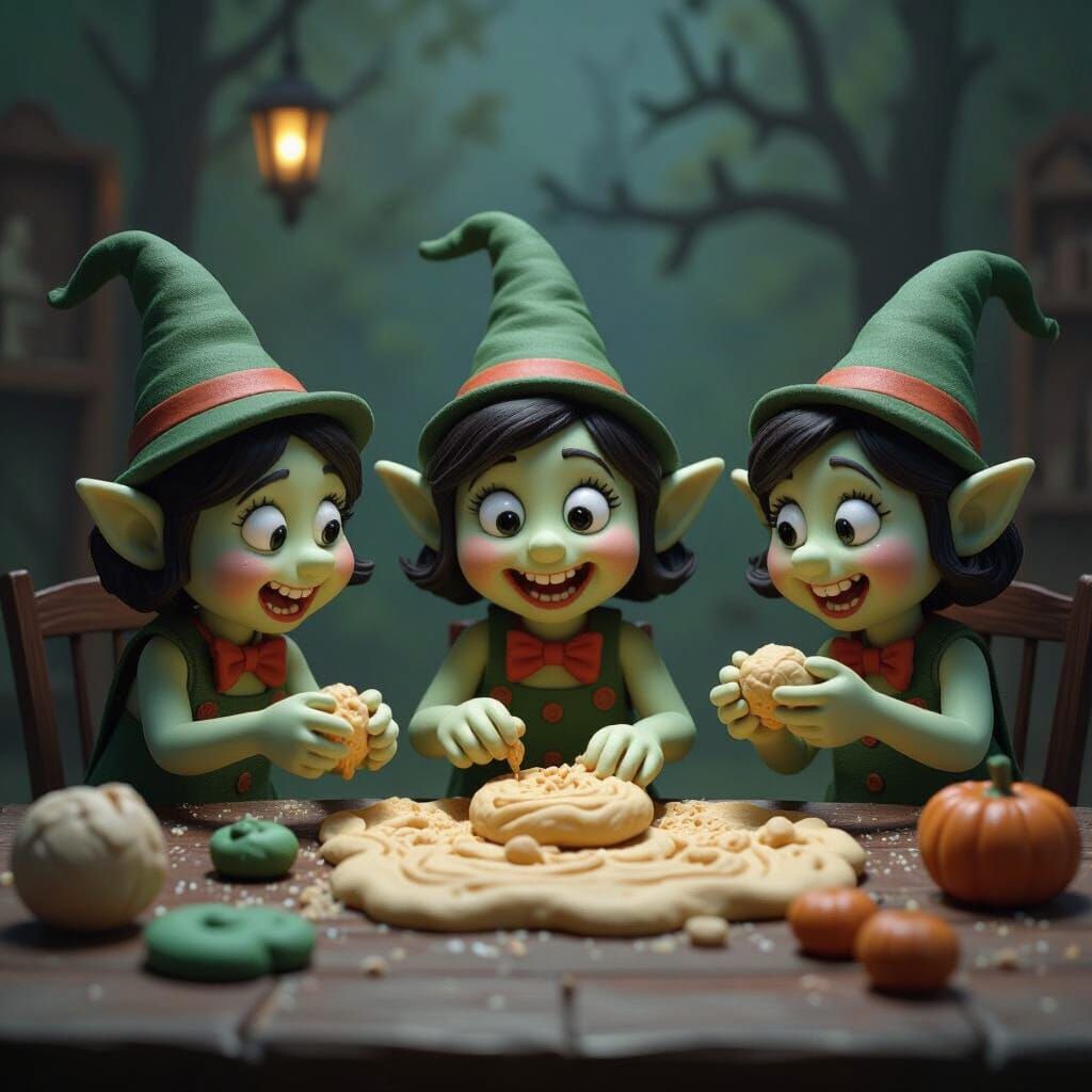 Macabre Play Dough Pixies in 3D Pixar Style