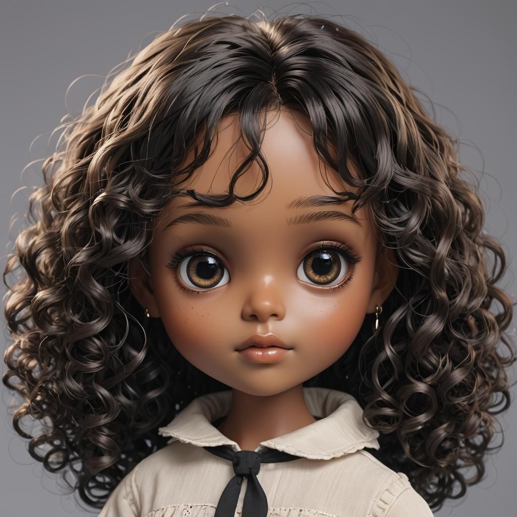 Detailed 3D Anime Art of a Blythe Doll