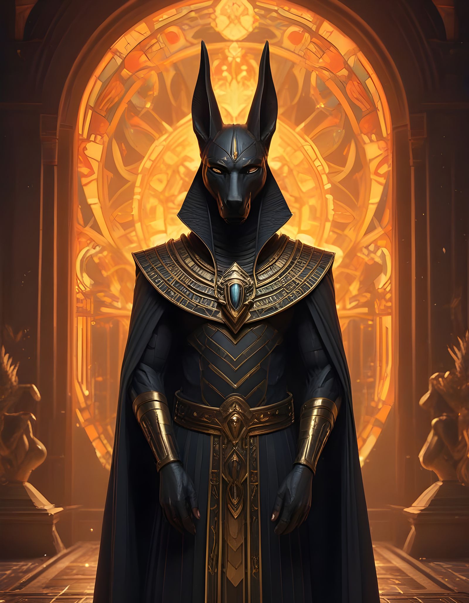 Ancient Egyptian God Anubis Weighs Soul in Triadic Color Con...
