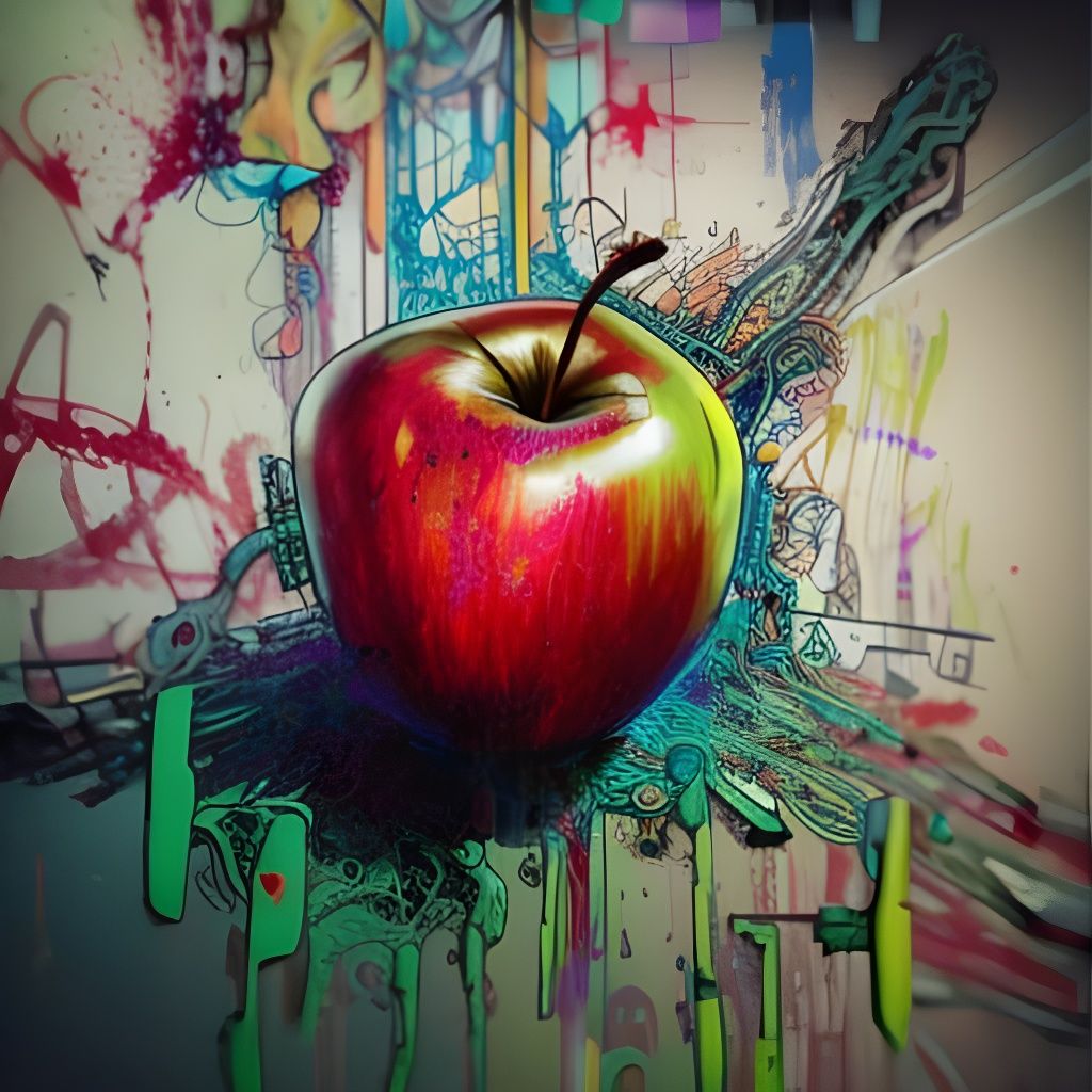 Cyberpunk Poison Apple Graffiti Art Close-Up