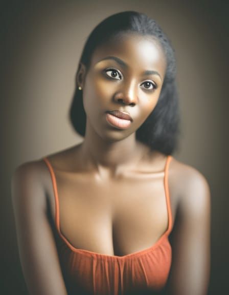 Beautiful African Woman Portrait in Studio Lighting
