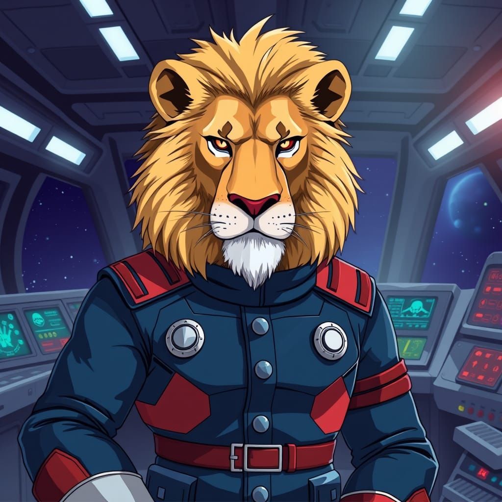 Lion Captain in Space Station, Anime Style