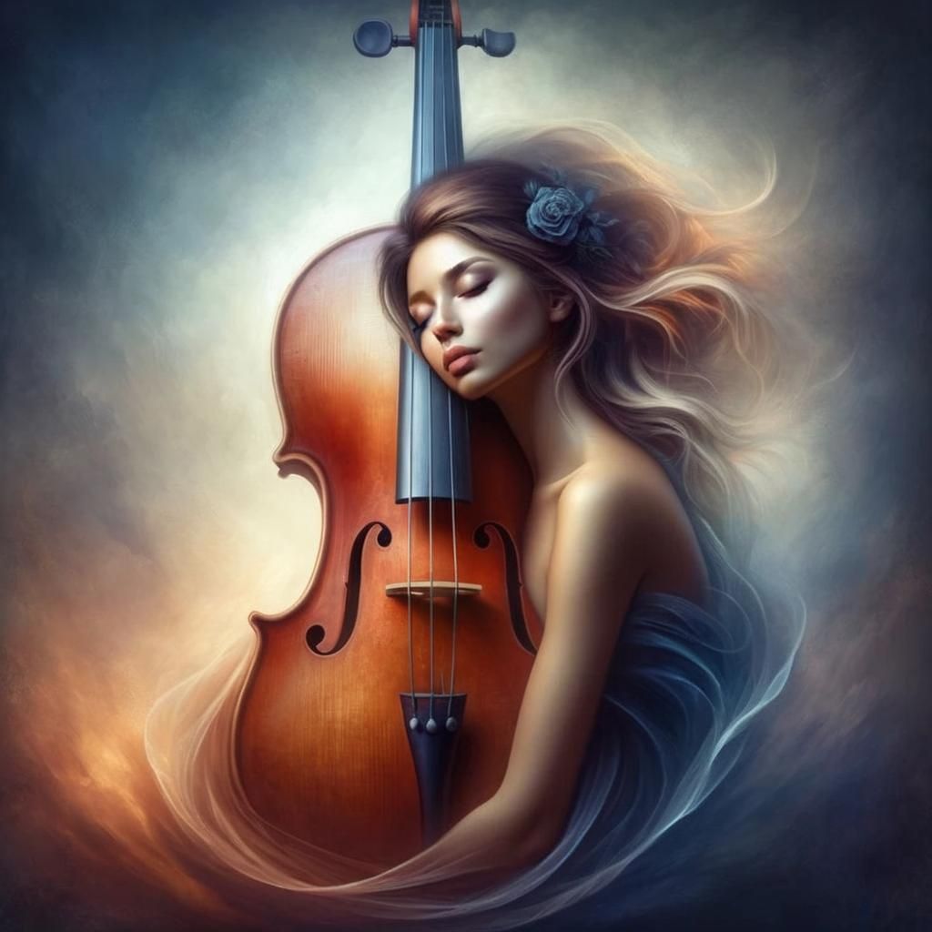 Emotional Fusion: Cello and Woman in Twilight