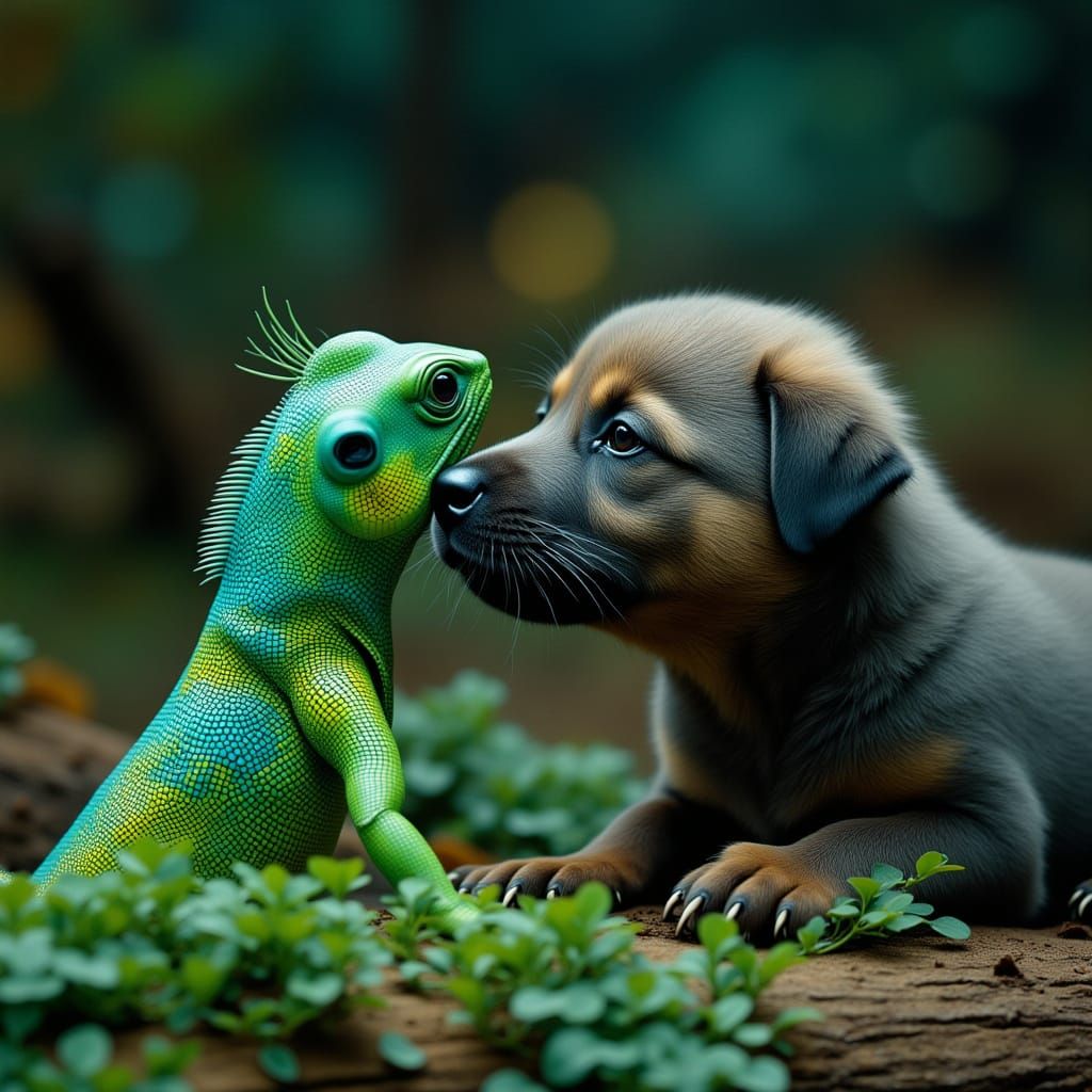 <lora:Wild Goose:1.0> A puppy sniffing curiously at a bright...