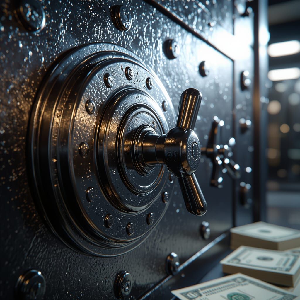 Hyperrealistic Macro View of a Heavy Safe