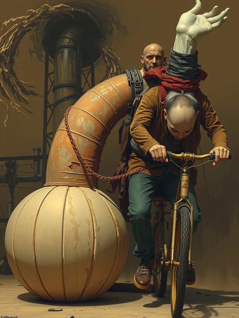 Figure Silhouetted in Mystical, Post-Apocalyptic Water Shaft