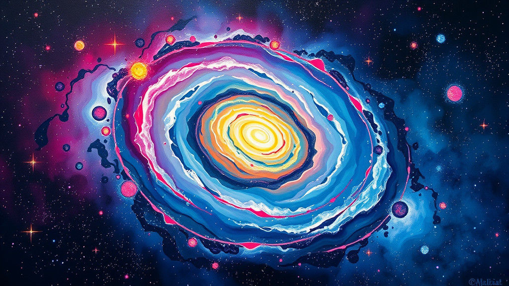 Vibrant Spiral Galaxy in Expressionist Oil Painting