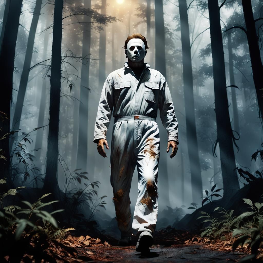 Imposing Figure in Misty Forest: Fantasy Concept Art