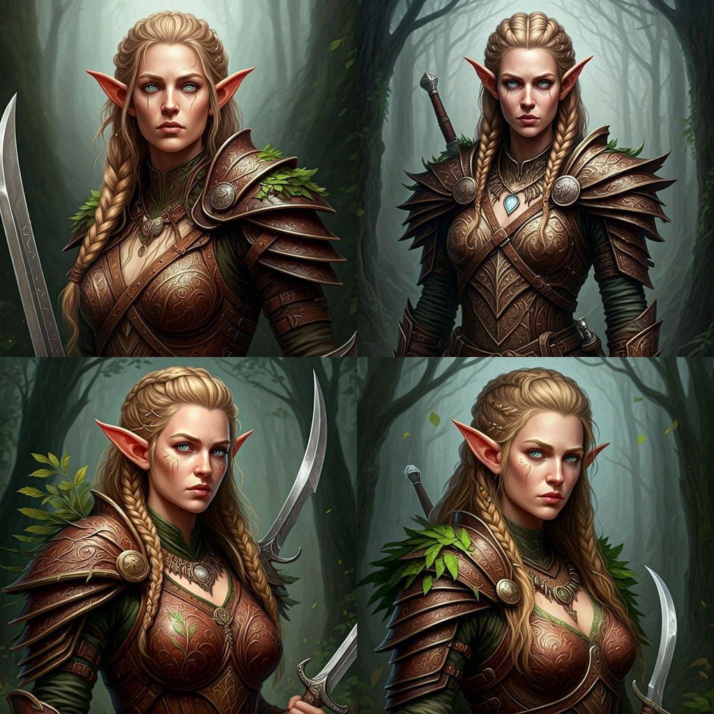 Young Elf Druid Portrait in a Misty Forest