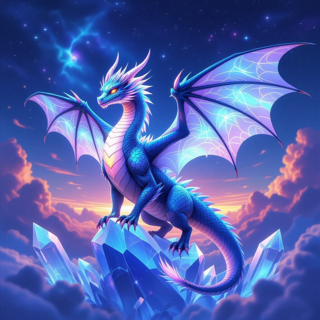 Mystic Crystal Dragon with Fractal Scales