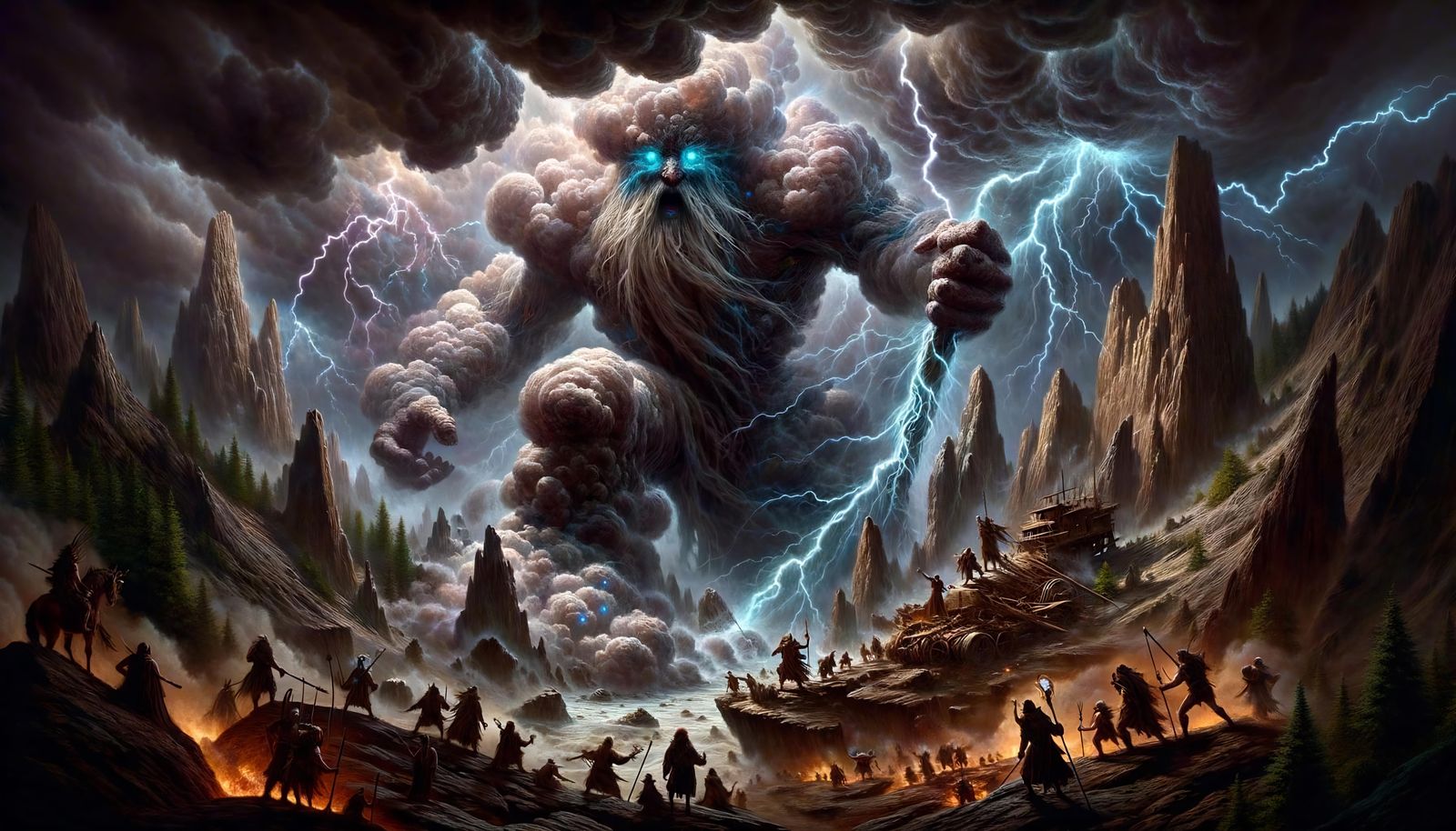 Colossal Storm Elemental Dominates Craggy Landscape