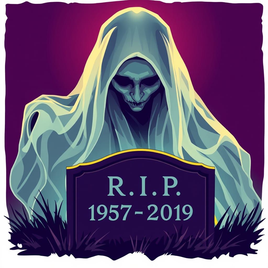 Ethereal Ghost Portrait in Colorful Vector Art