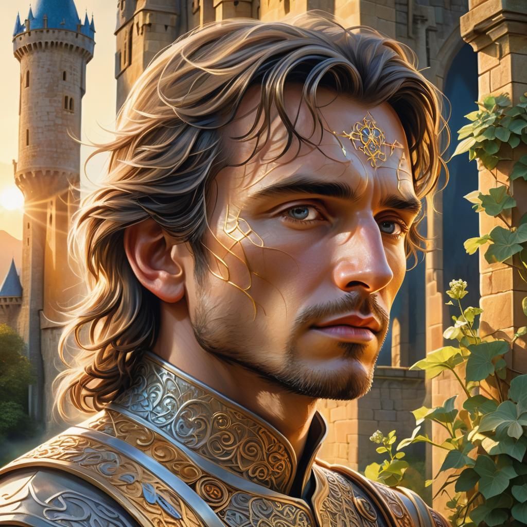 Mystical Man's Face in Ethereal Paradise