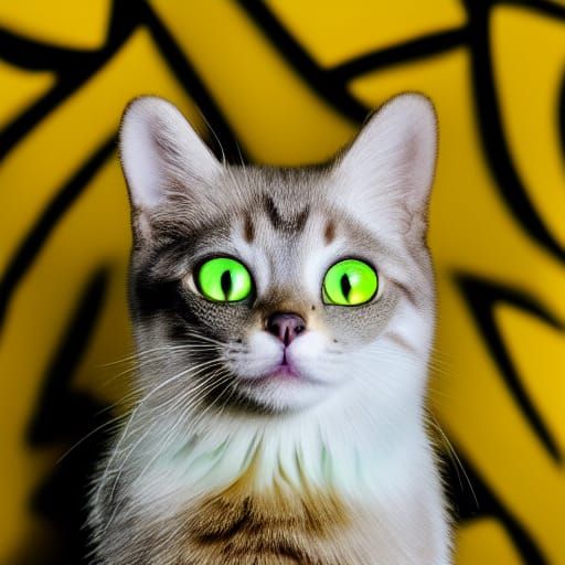 Glimmering Crystal Cat with Sparkly Yellow Texture