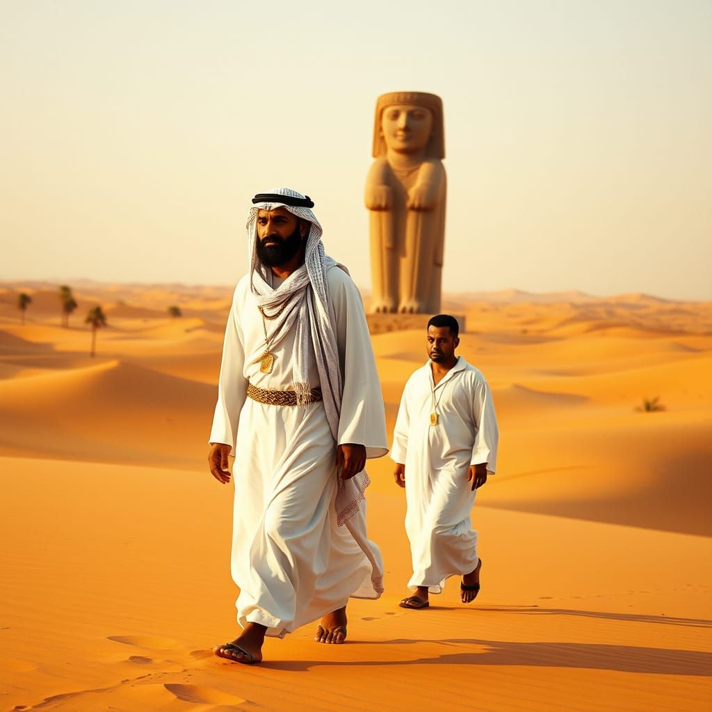 Regal Arab Tribal Chief Carries Ancient Idol Across Endless ...