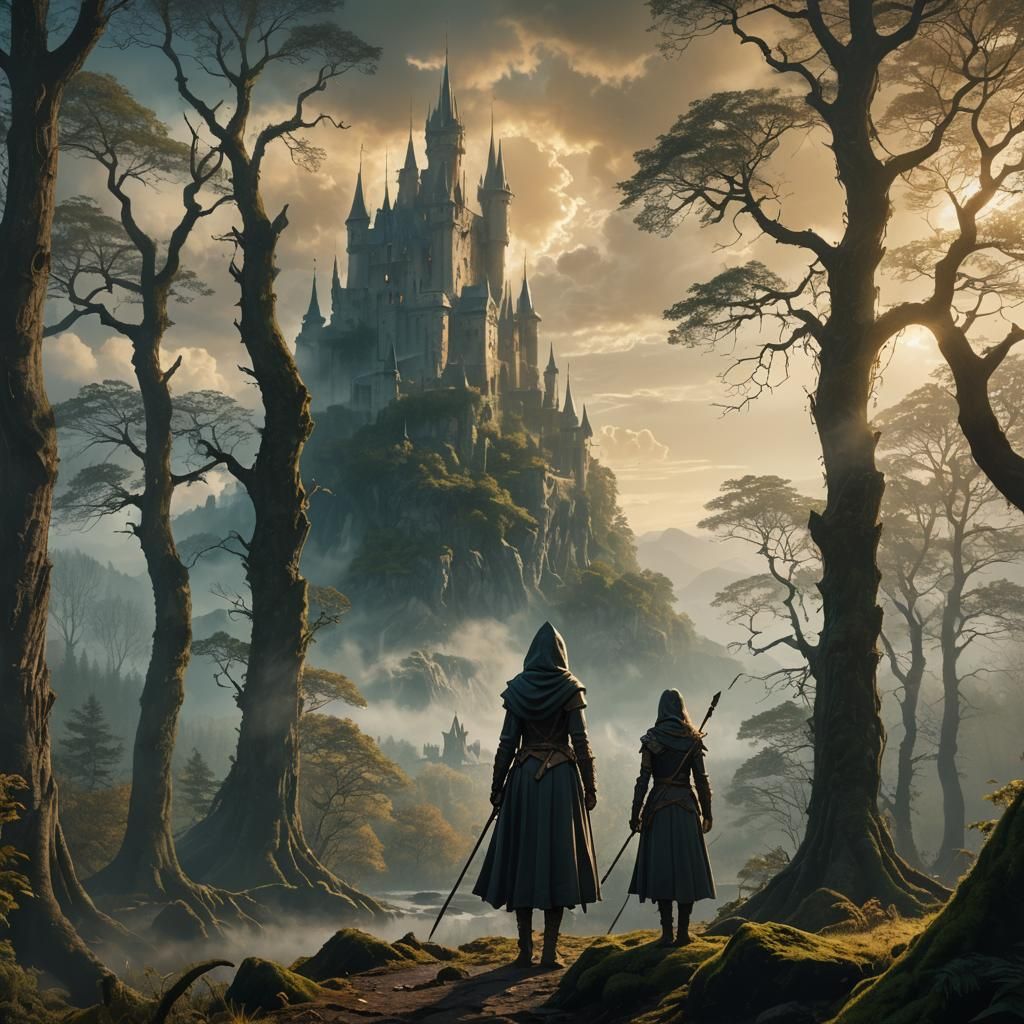 Mystical Forest Warrior in High Fantasy Digital Painting