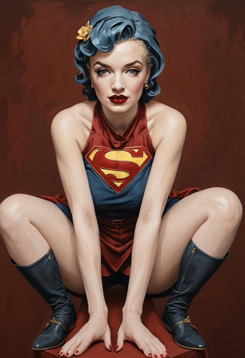 Gilded Superwoman: Op-Art Impasto Insectoid Xenoid