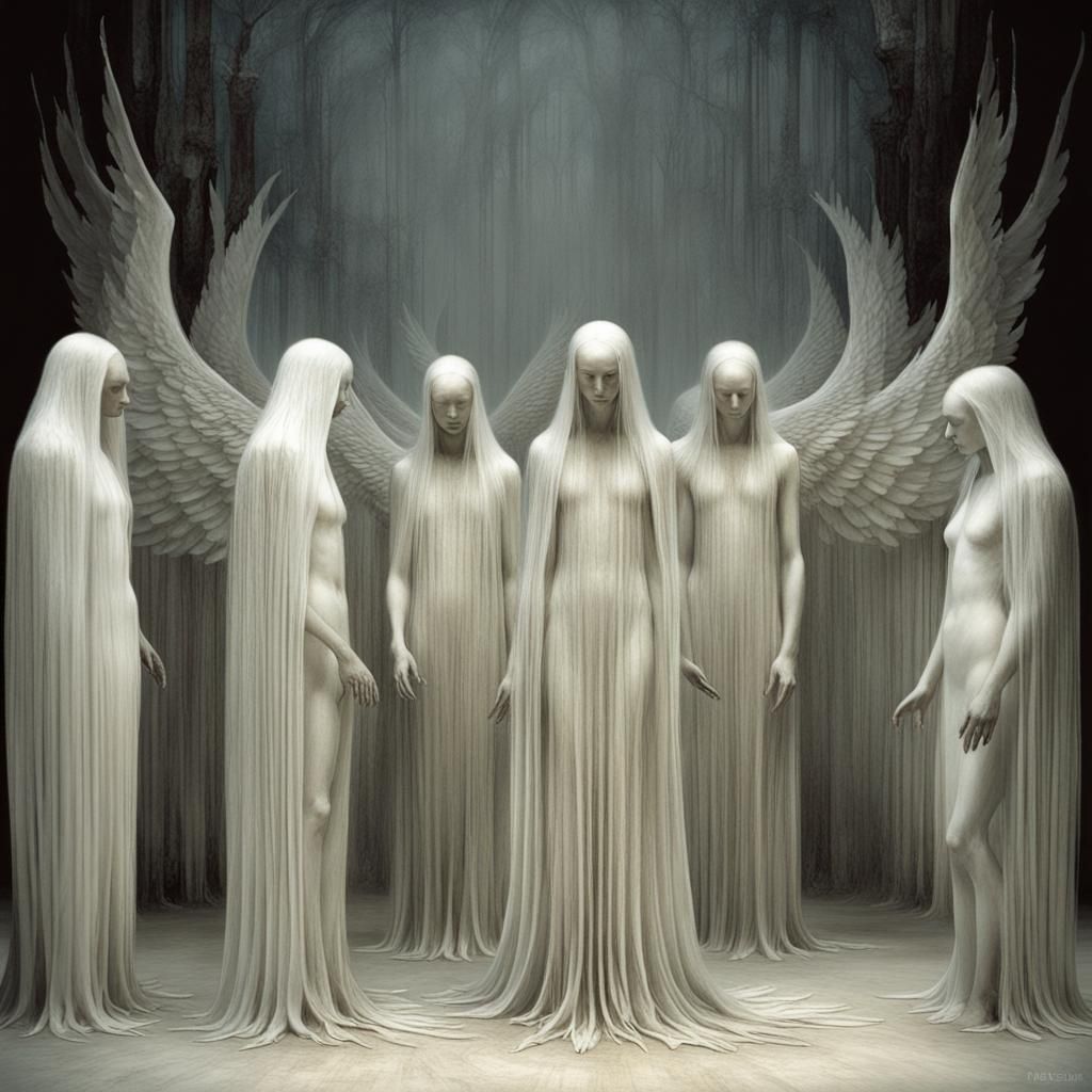 Ethereal Steel Angel in Surreal Style