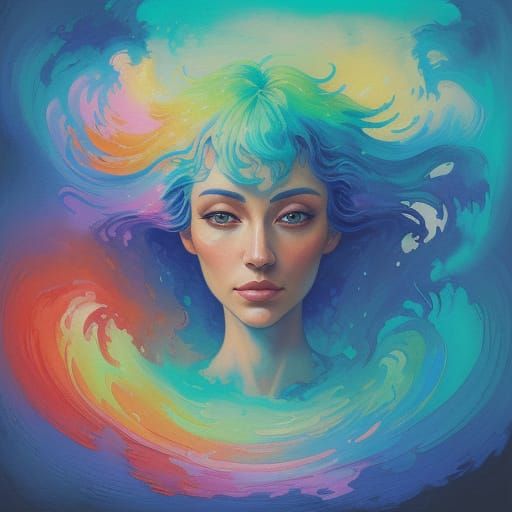 Soul in Dream-Temple: An Impressionist Gouache Masterpiece