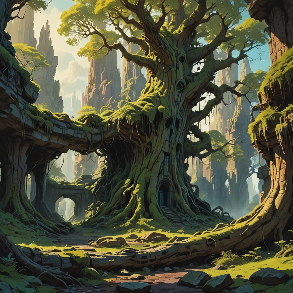 Mystical Ruined Kingdom in Ancient Forest