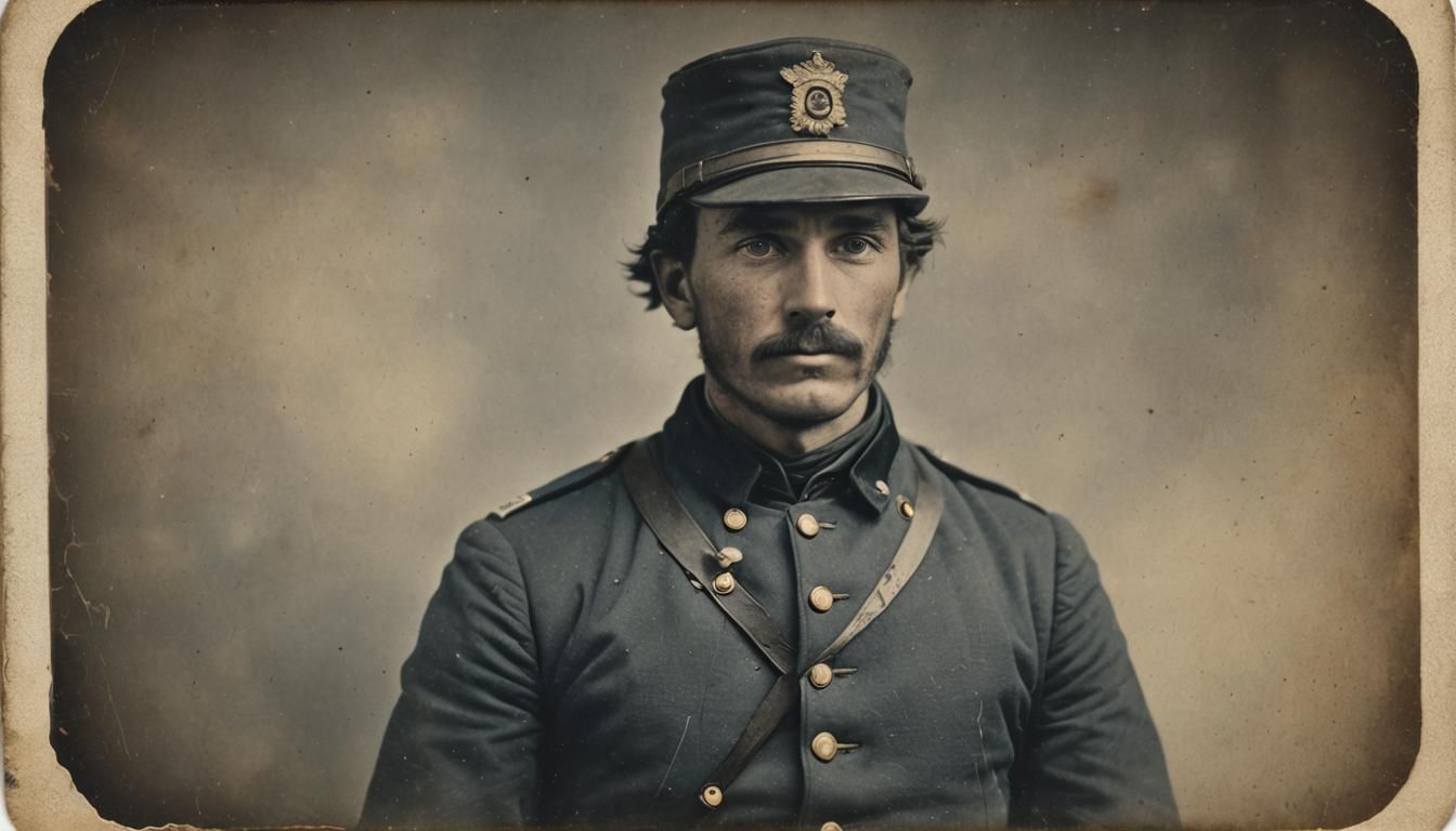 Civil War Soldier in Vintage Instant Photography