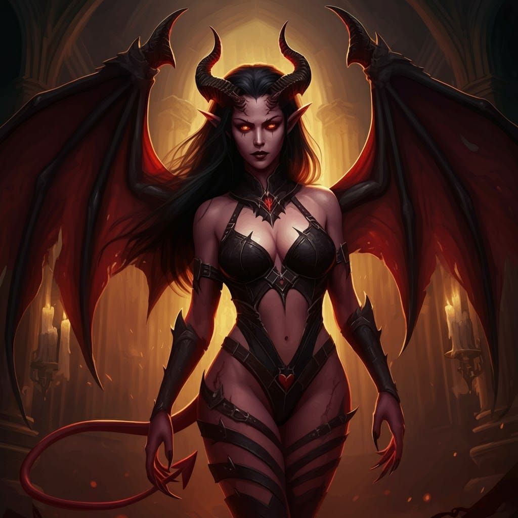 Lilith the Seductress: Demon-Themed Digital Art