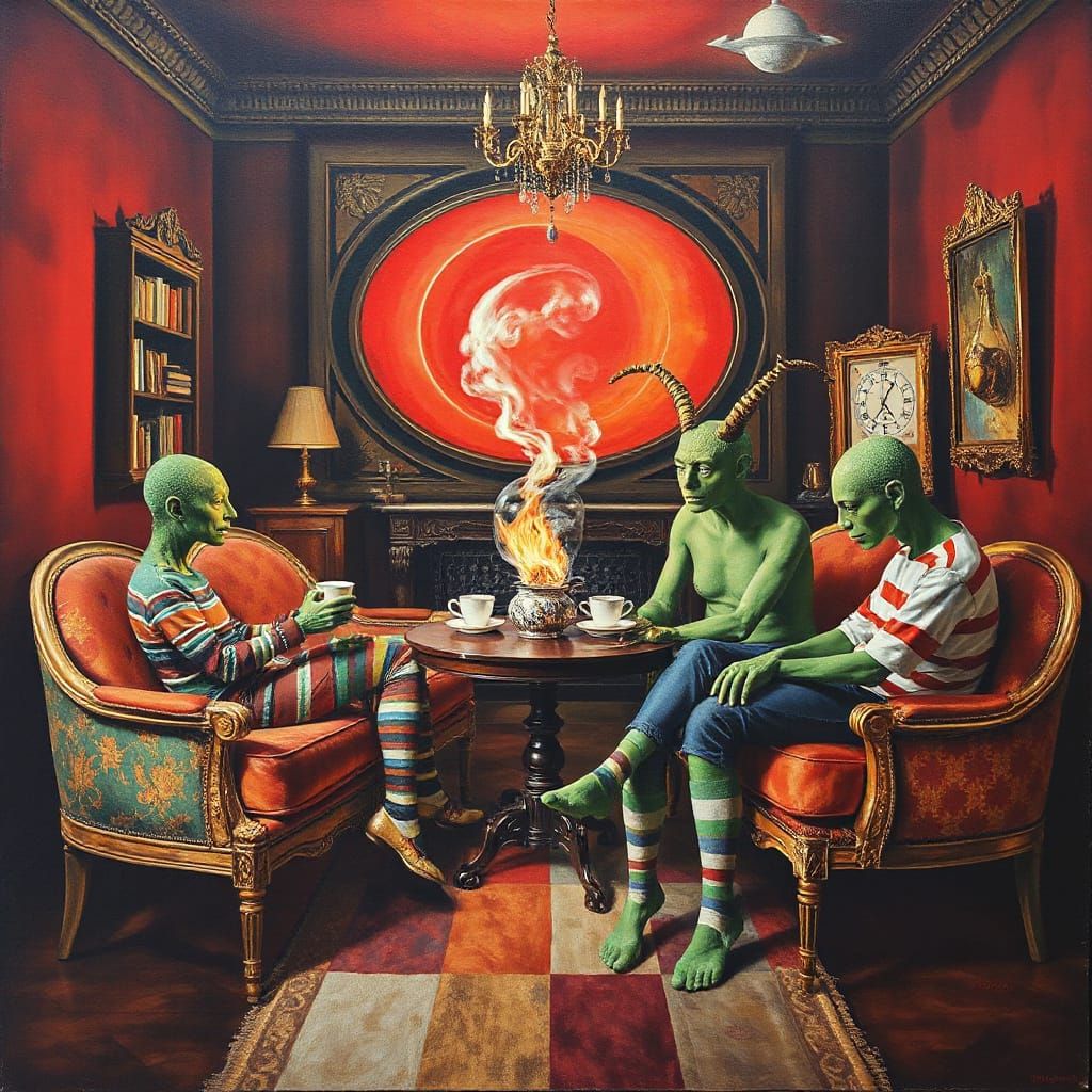 Surrealist Masterpiece in Whimsical, Handmade Style