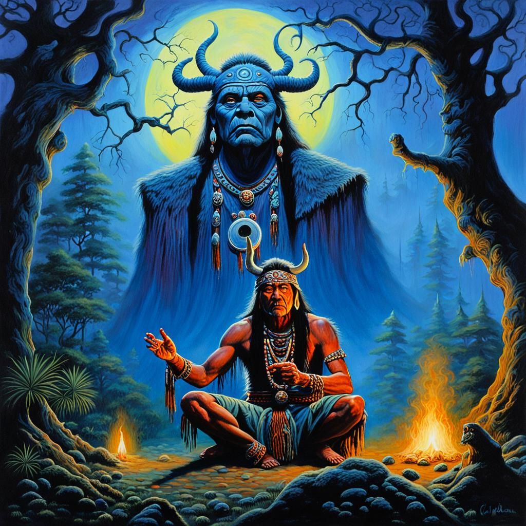 Mysterious Shaman Chanting in Twilight Glade