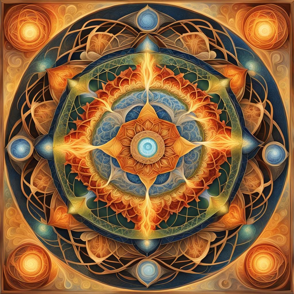 Mandala of Four Elements in Sacred Geometry Design