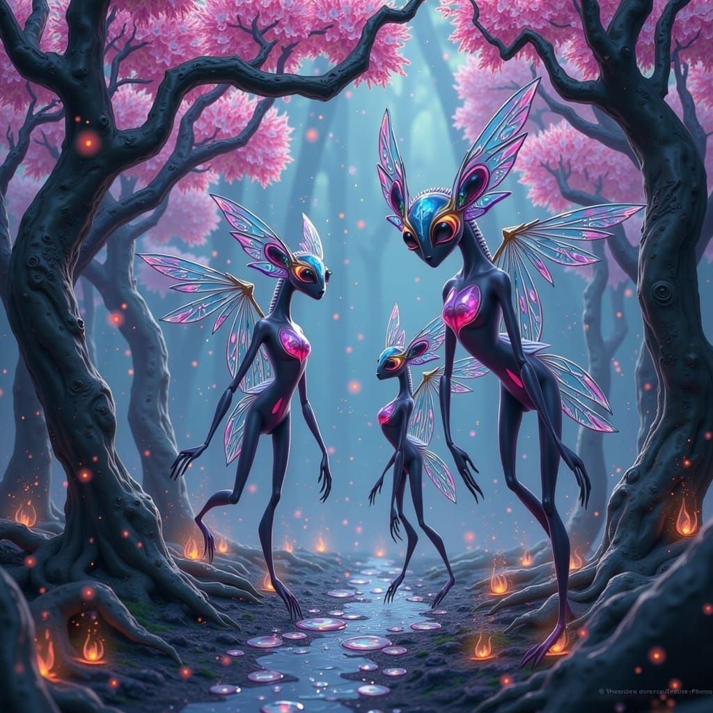 Mystical Beings in a Twisted, Crystal Forest Dimension