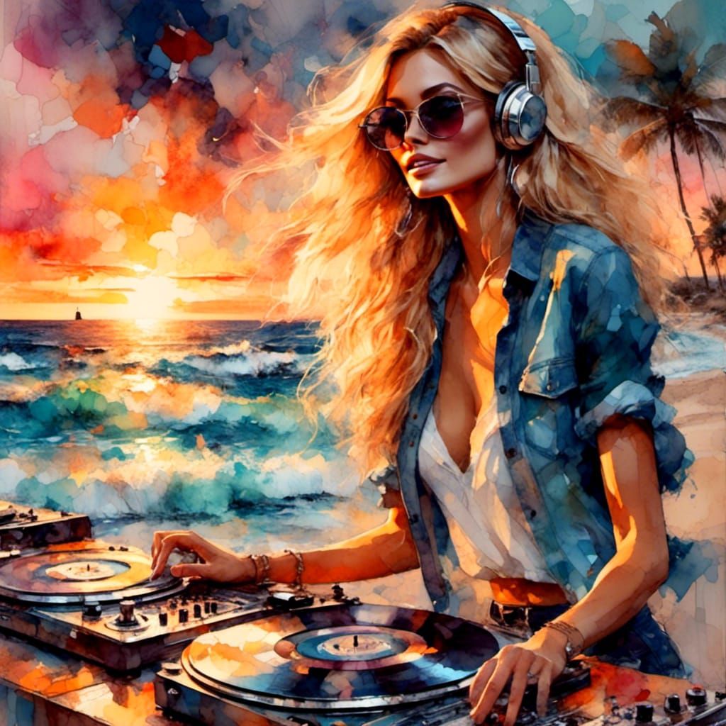 Coastal Pop Art DJ at Sunset