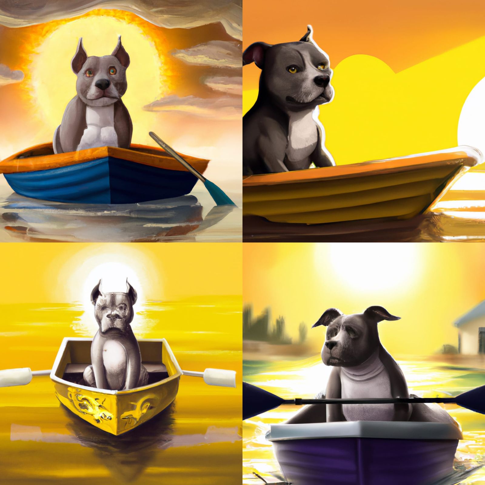 Pitbull Eats Sun While Sailing: Digital Art