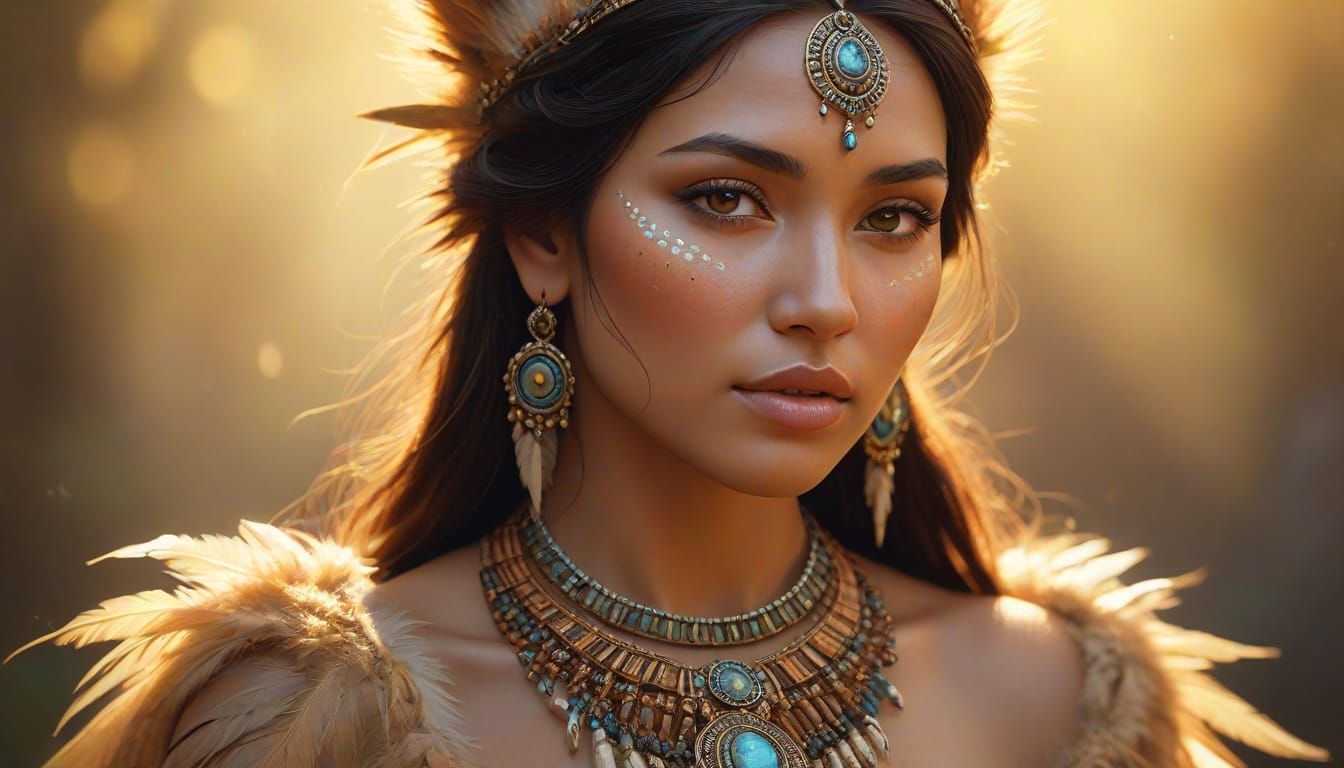 Ethereal Tribal Priestess in Sensual Repose