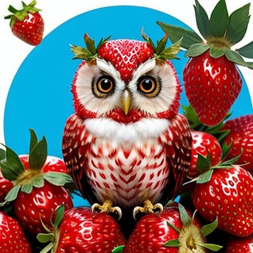Cute Strawberry Owl Digital Art
