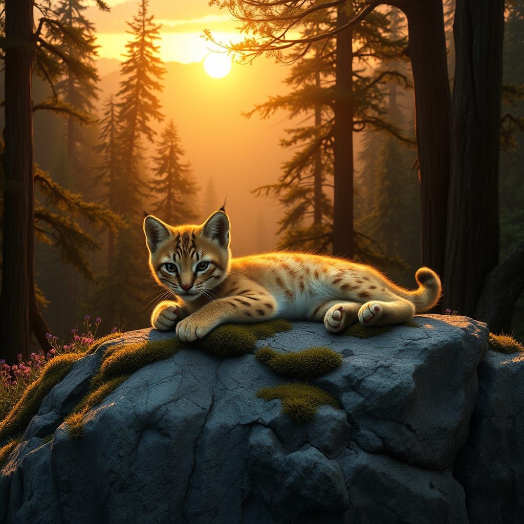Golden Bobcat in Sunset Paradise
