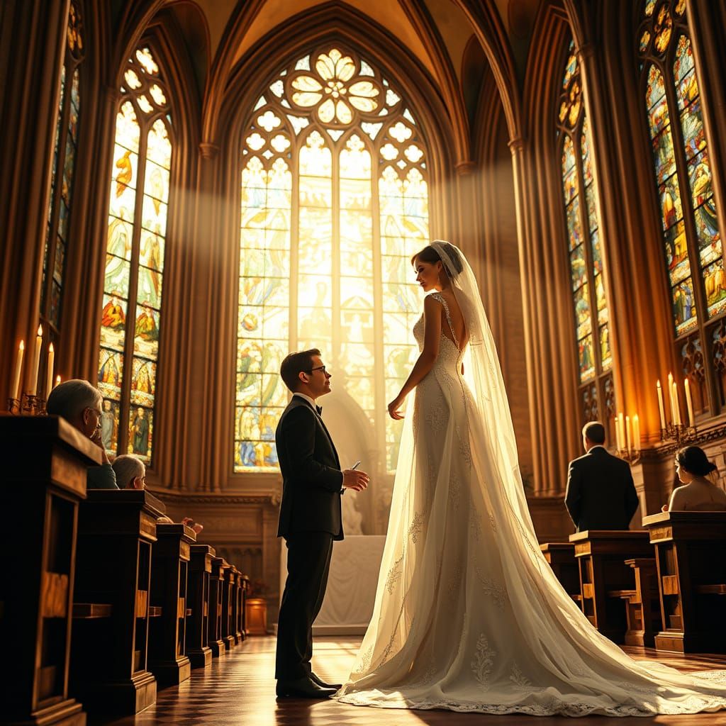 Regal Bride and Dapper Groom Exchange Vows in Elegant Cathed...