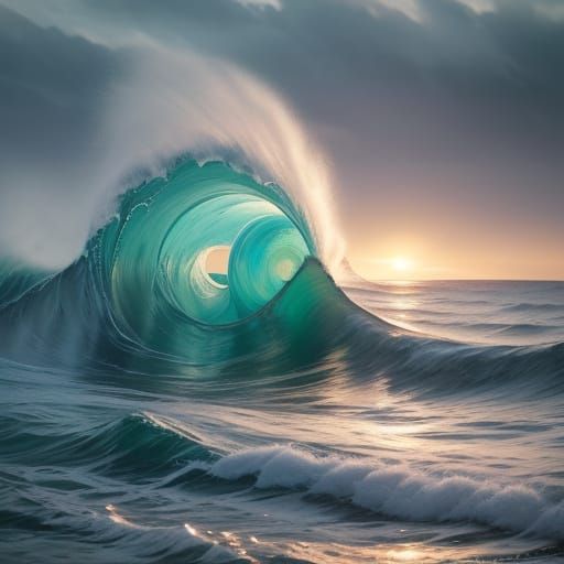 Hyperrealistic Wave Crashes on the Shore