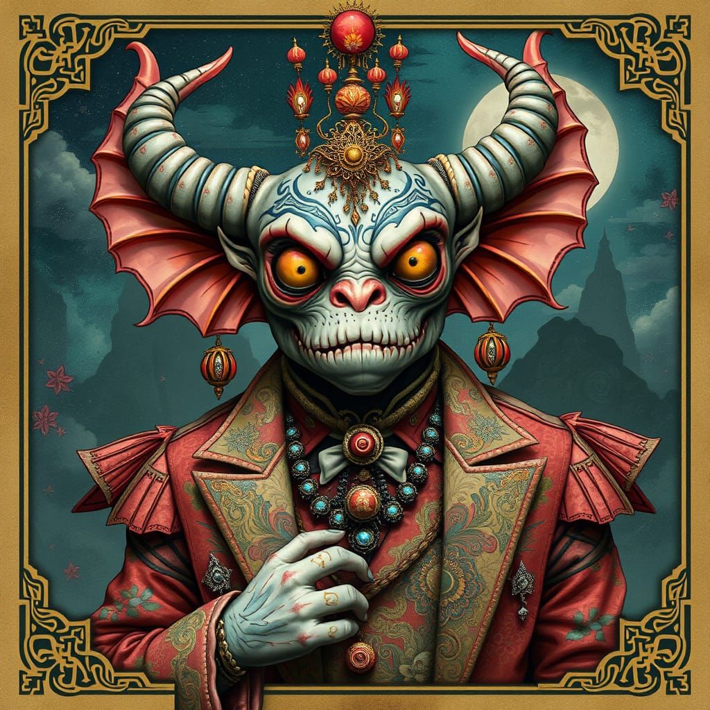 Mystical Monster in Ornate Chinoiserie Attire