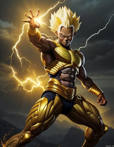 Hyper-Realistic African Saiyajin in Anime Style