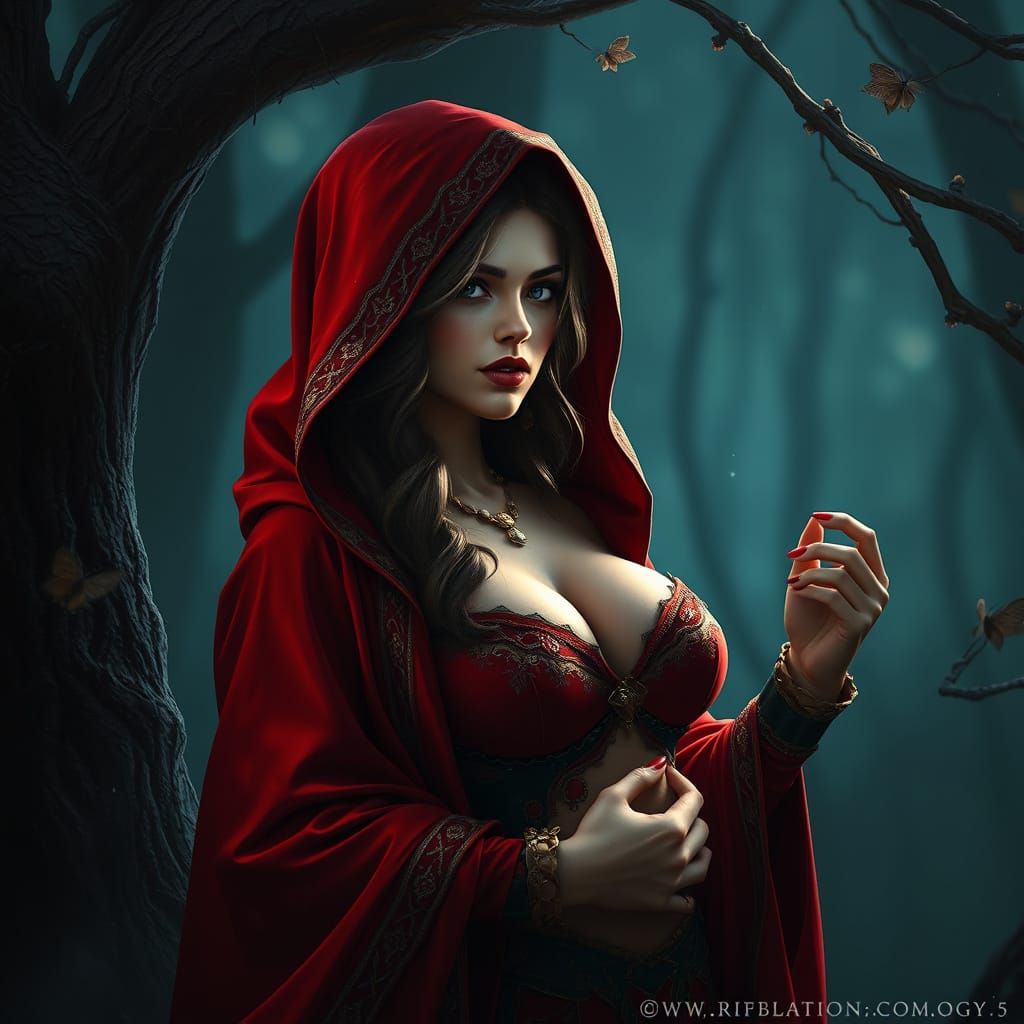 Sensual Red Riding Hood Revealed in Deep Fantasy Art