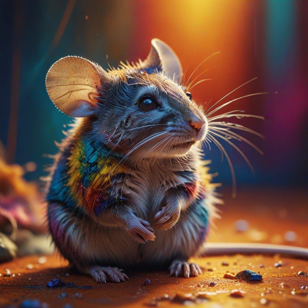 Shy Mouse in Hyperrealistic Splash Art Style