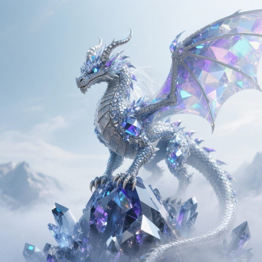 Majestic Diamond Dragon on Crystalline Peak