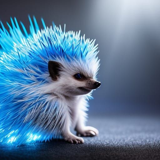 Adorable Blue Hedgehog in Fantasy Macro Photography