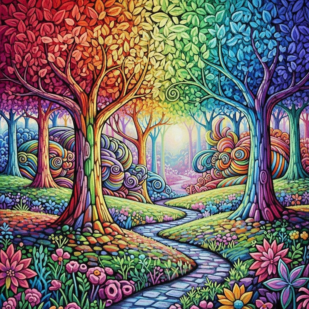 Colorful Chalk Forest Landscape: A Whimsical Diorama