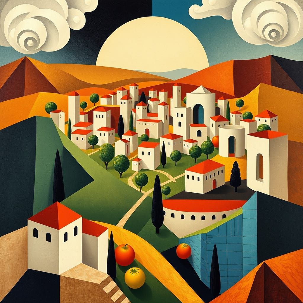 Abstract Cubist Alabaster Cities Gleam