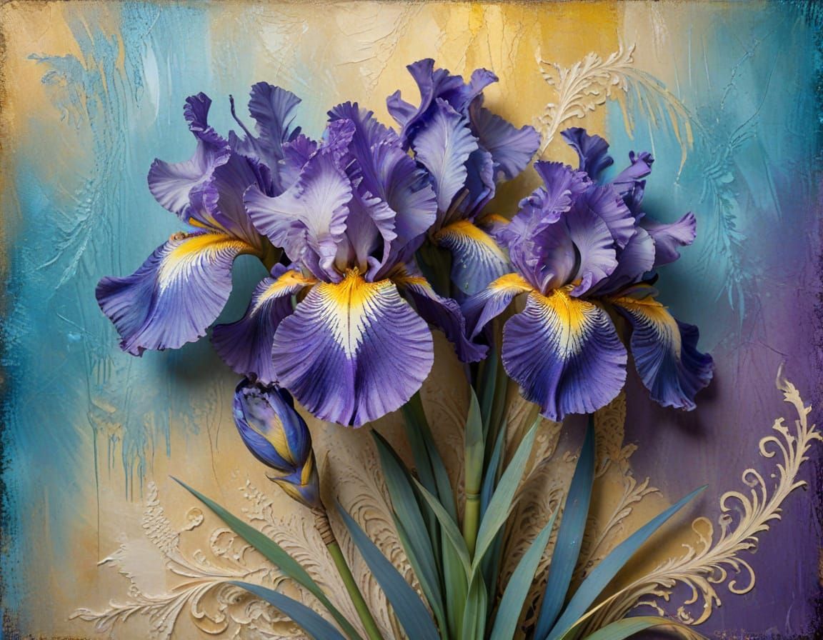 Vivid Iris with Crackle Glaze in Goldenpunk Style