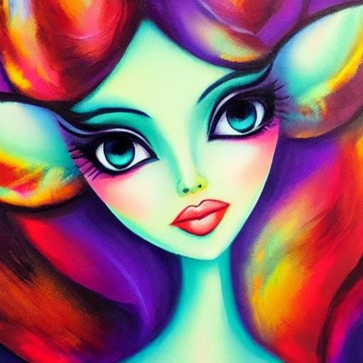 Fairy Girl with Big Eyes in Fantasy Art Style