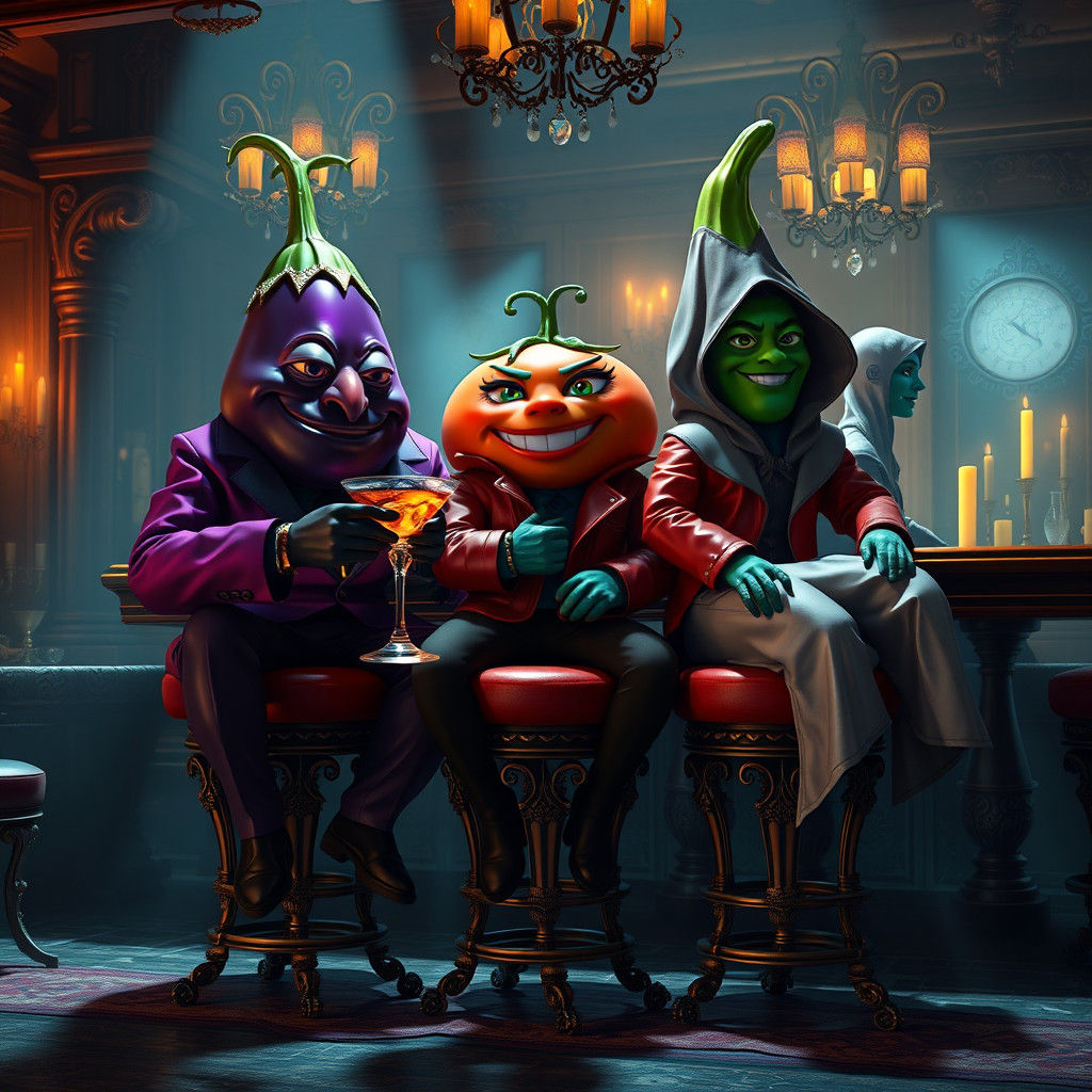 Vegetable Characters in a Mystical Tavern, Concept Art