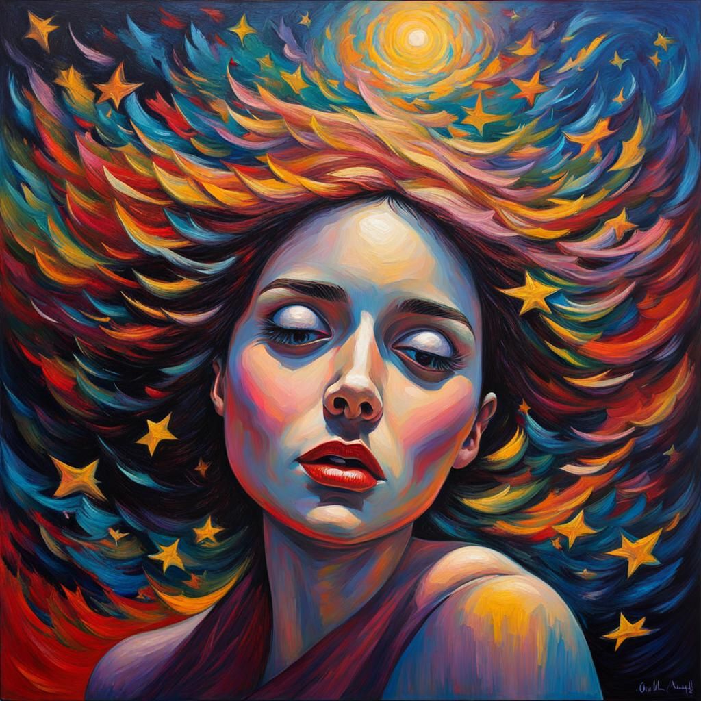 Space Dream: Girl Falling, Mind Awakening, Hope Emerging