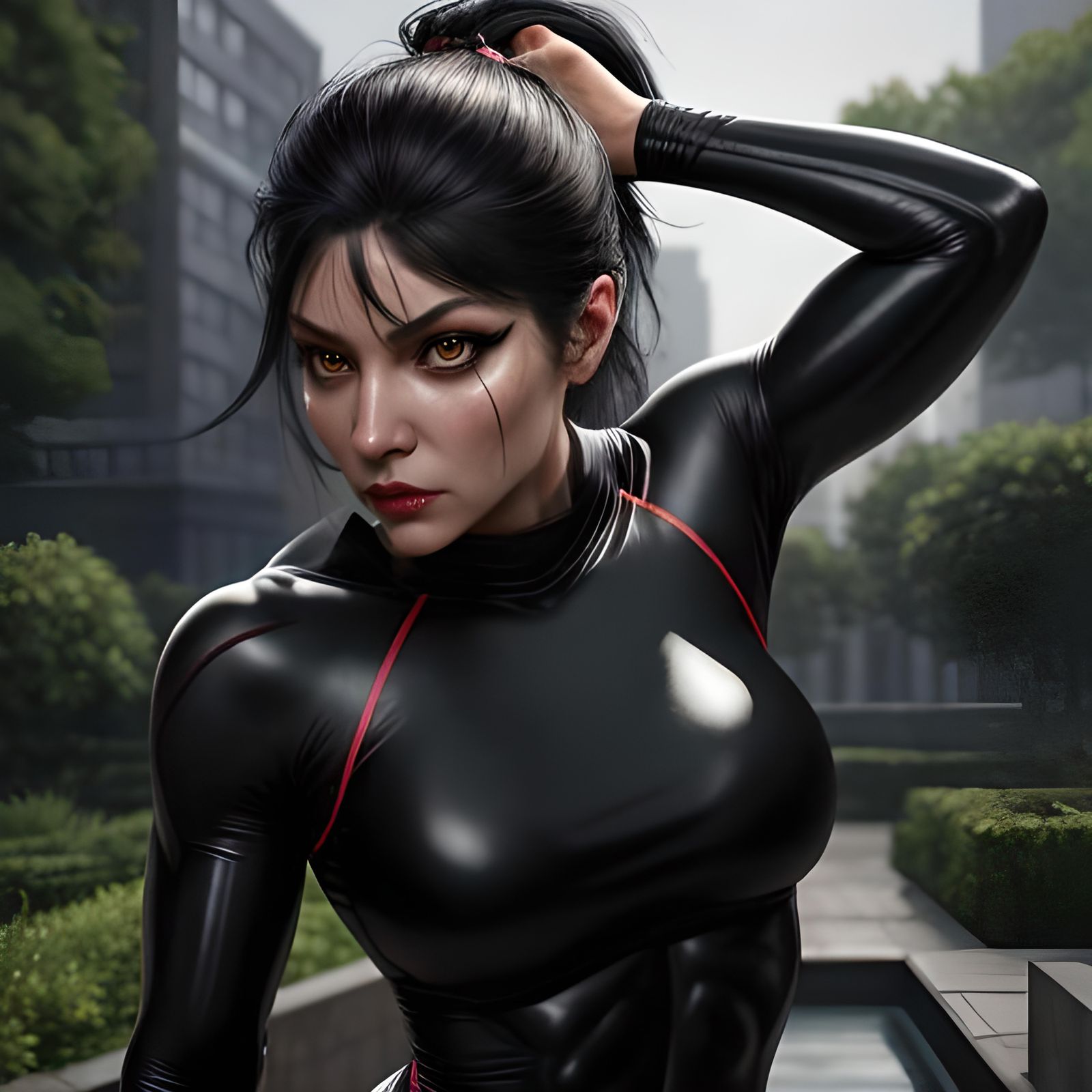 Angry Woman Growling in Hyperrealistic Style